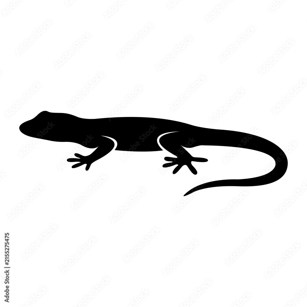 Obraz premium Minimalist Black Lizard Silhouette Icon Design for Graphic Projects and Nature Vector Art