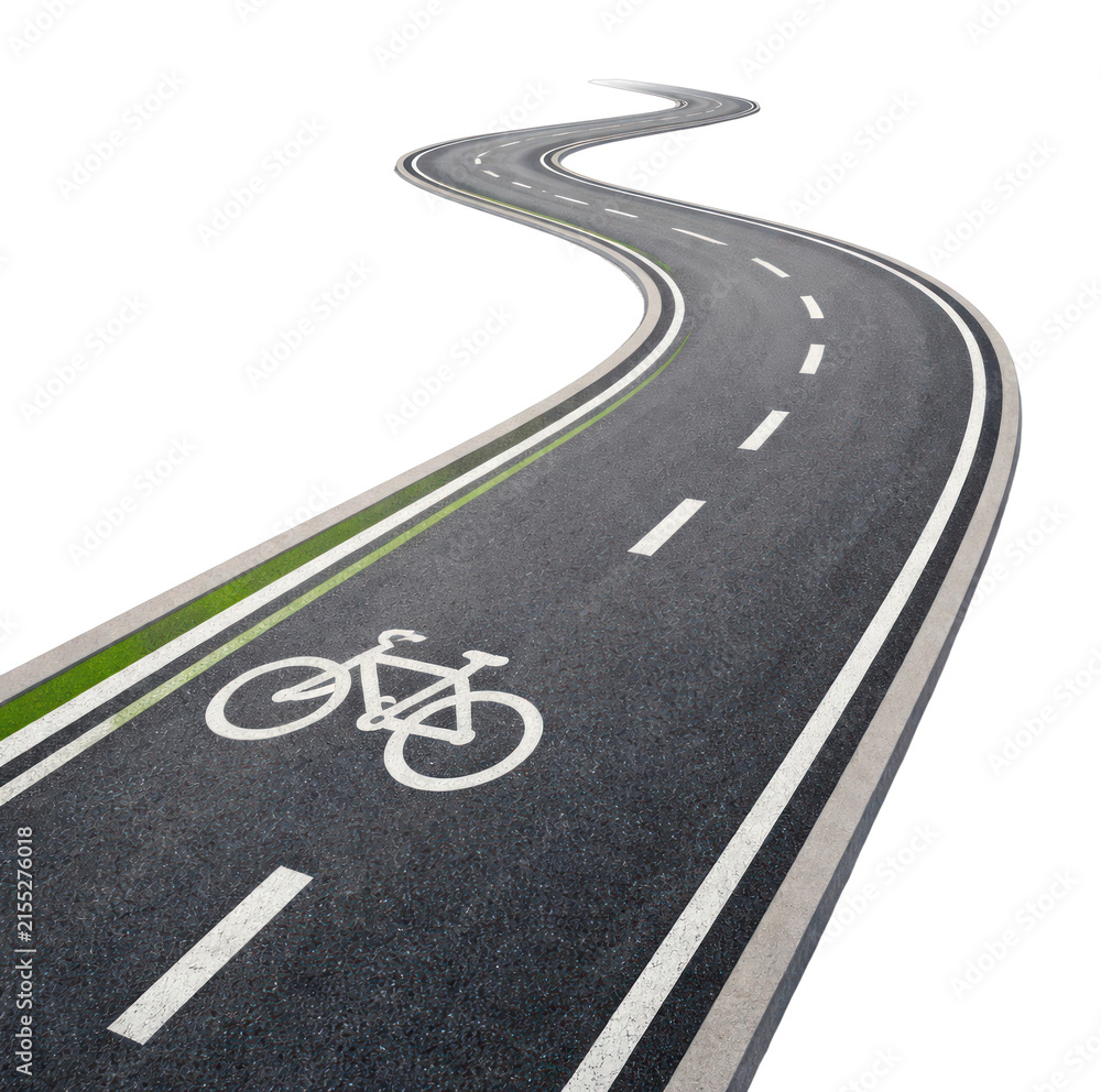 Fototapeta premium PNG Curved road with bicycle lane.