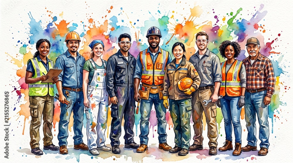 Naklejka premium Group of industrial workers portrait for labor day