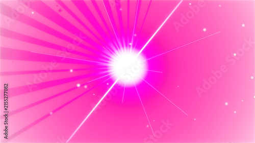 Vibrant pink sunburst background, glowing white starburst with radial rays, abstract neon light flare for social media and posters
