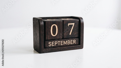 Wooden block calendar for labor day showing september seventh