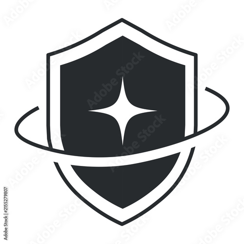 Bild auf Leinwand Premium shield with star orbit quality protection icon