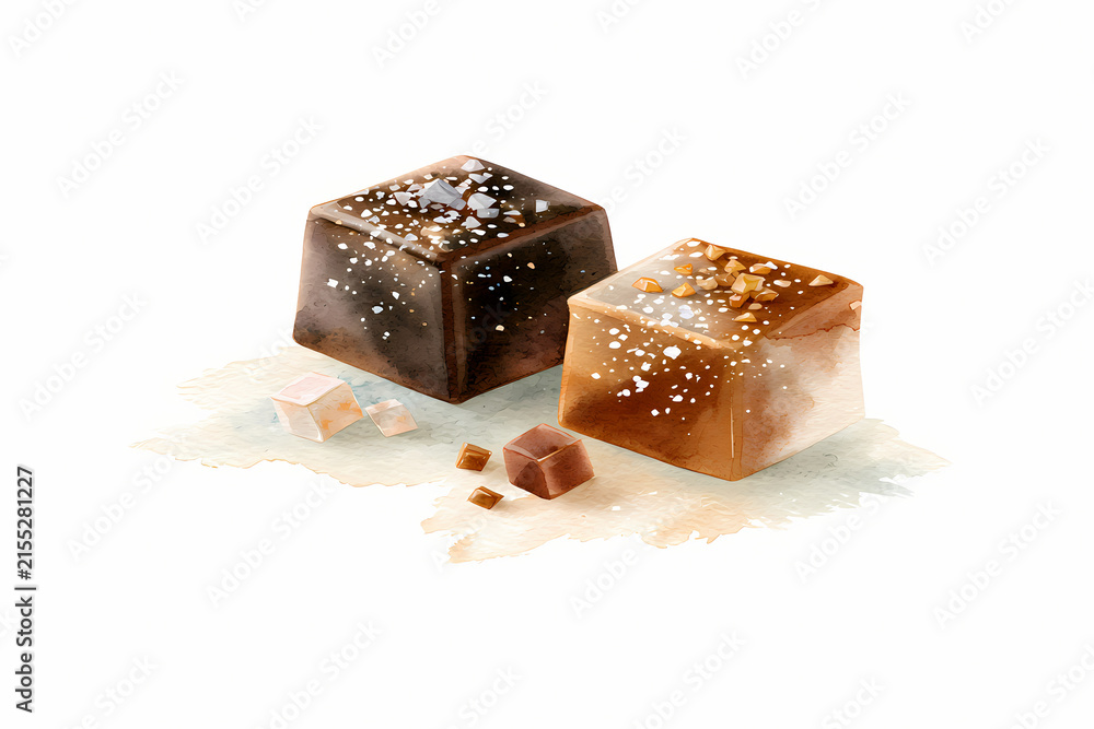 Obraz premium Delicious Watercolor Chocolate Treats Isolated on White Background