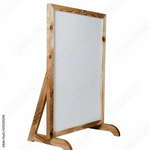 Blank Whiteboard on Wooden Stand Isolated for Presentation Design
