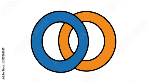 Blue and orange interlocking circles link icon.