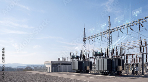High Voltage Power Substation with Digital Smart Grid Technology and Electrical Infrastructure