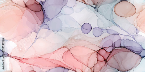 Abstract Alcohol Ink Vector Background with Pastel Pink Purple and Blue Fluid Marble Texture and Ethereal Seamless Pattern Design