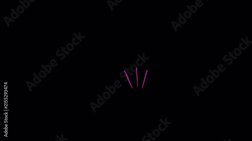 Hand drawn sketch of fireworks celebration burst video frame isolated on transparent background alpha channel