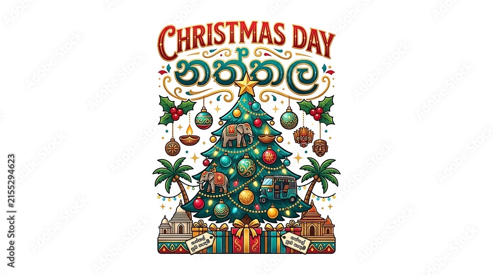 Obraz premium Christmas Gift Boxes with Christmas Tree and Festive Ornaments for Holiday Celebration, New Year, Winter Season and Merry Christmas Card Vector Illustration