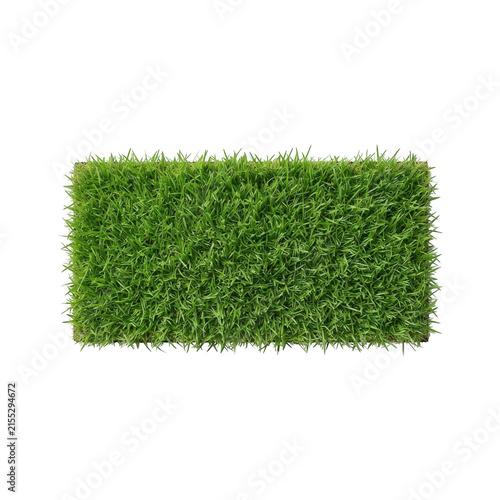 Rectangular green grass turf block with rectangle, isolated