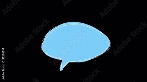 Hand drawn sketch of oval speech bubble badge video frame isolated on transparent background alpha channel
