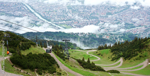 Cable car to Innsbruck in tho the top Nordkette mountain in Tyrol of Austria.