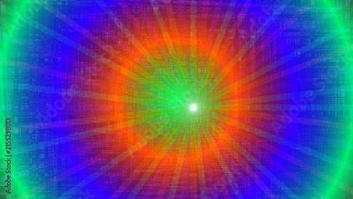 Colorful light diffraction pattern with bright center