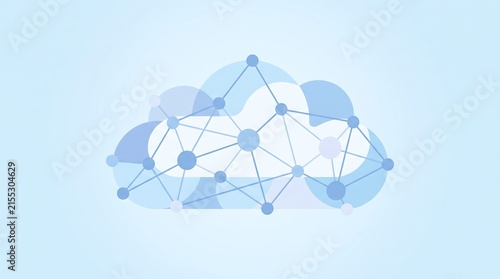 Cloud computing network icon in blue vector style