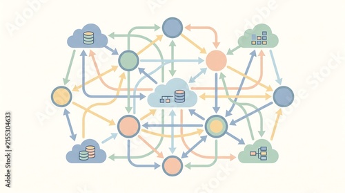 Cloud Computing Network and Data Flow Illustration