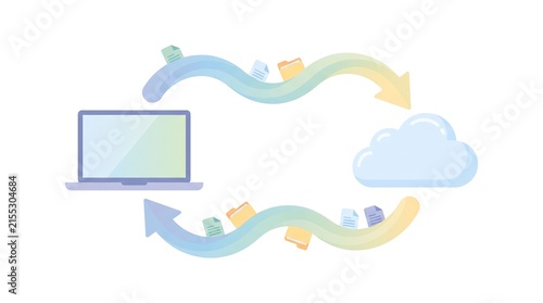 Cloud Computing and Data Transfer Vector Illustration