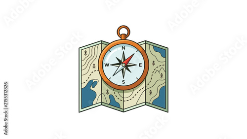 Vintage Compass And Topographic Map Illustration