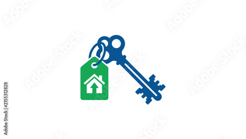Real Estate Key With House Tag Icon