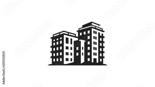 Minimalist Black And White Apartment Building Icon