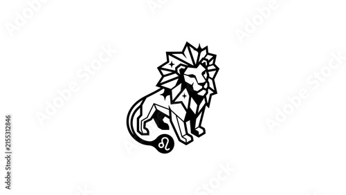 Minimalist Geometric Leo Zodiac Sign Vector Illustration