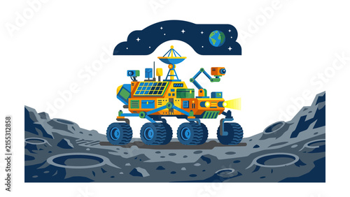 Lunar Rover Exploring The Moon Surface