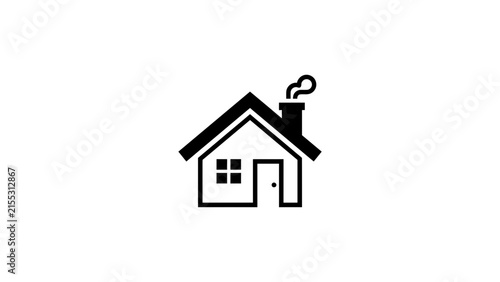 Minimalist House Icon With Chimney Symbol