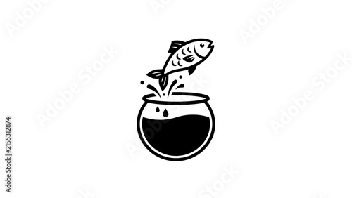 Jumping Fish In A Fishbowl Illustration