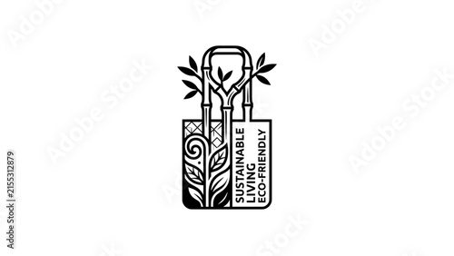 Sustainable Living Eco Friendly Shopping Bag Logo Design