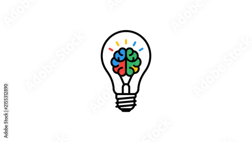 Colorful Brain Inside Light Bulb Concept