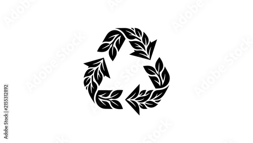 Eco Friendly Recycling Symbol With Leaf Design