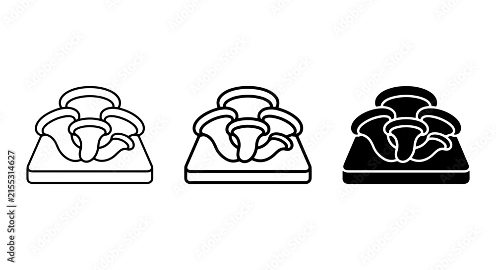 Fototapeta premium Mushroom Icons Set, Oyster Fungi Vector Graphics, Edible Fungi Illustrations, Culinary Ingredient Symbols