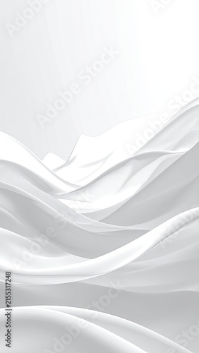 Abstract white flowing fabric waves background.