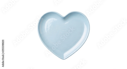 Canvastavla Soft blue heart shaped ceramic plate top view