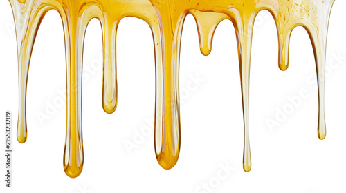 фотографія Golden viscous liquid dripping, isolated on transparent background