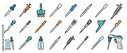 Collection of Scientific Pipettes and Lab Equipment Icons