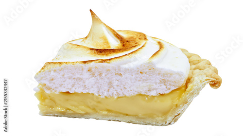 Foto Fluffy toasted meringue topping on creamy lemon filling in golden pie crust, iso