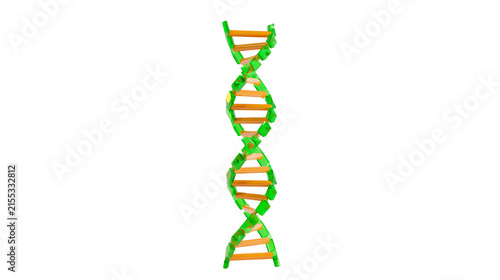 Foto Green and orange DNA double helix structure, isolated on transparent background