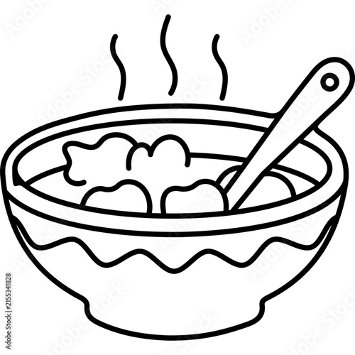 Hot Soup Bowl Line Icon