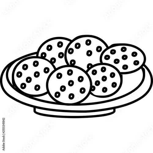 Cookies on Plate Line Art