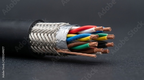 Tapety artystyczne Macro shot of a shielded multi core electrical cable.