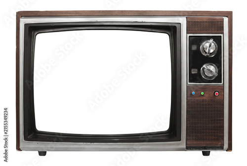 Фотография Vintage Wood Cabinet Television with Analog Dials and Control Buttons