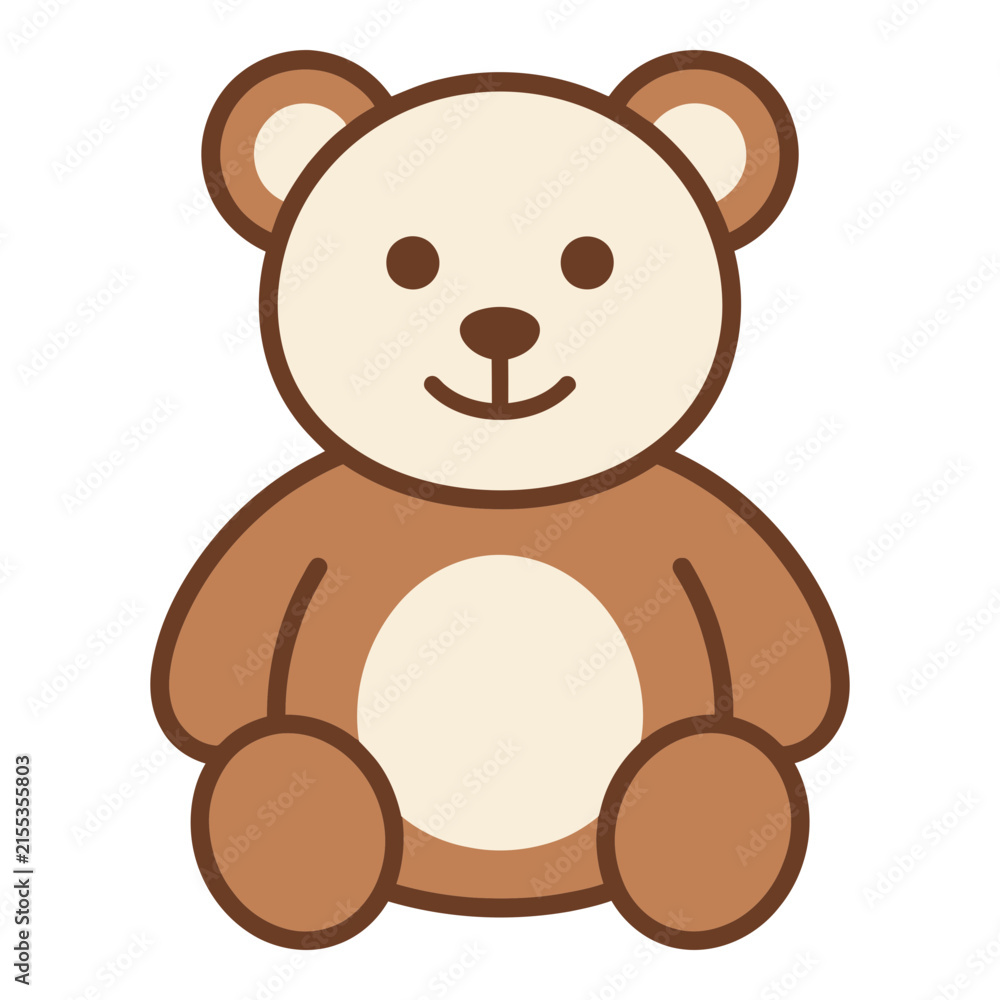 Obraz premium Brown teddy bear sitting isolated on white background smiling cute toy