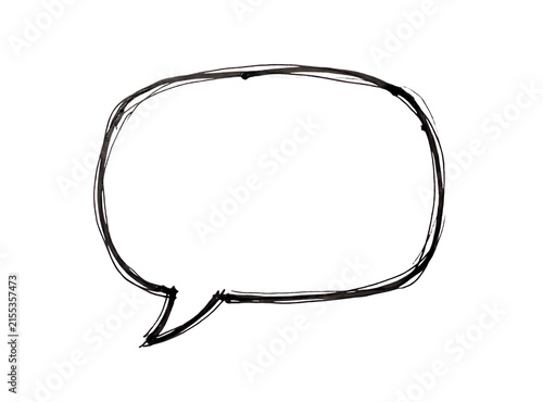 Hand drawn speech bubble sketch for communication and chat messages isolated on transparent background