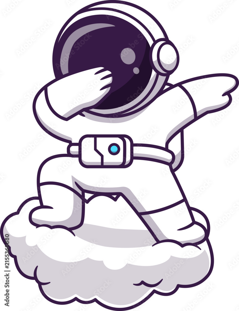 Fototapeta premium Cute Astronaut Dabbing On Cloud Cartoon