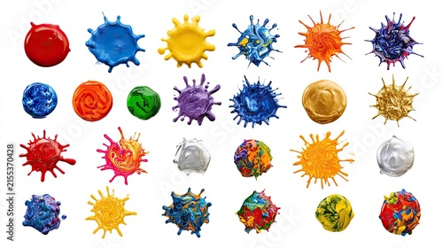 Collection of Colorful Paint Splatters and Blobs.