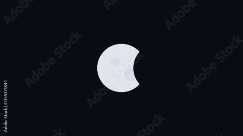 Minimalist moon phase animation: waxing crescent to half moon transition on 4k black background lunar