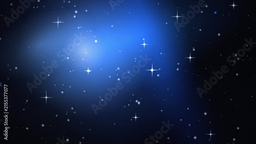 Foto Deep blue outer space background, featuring glowing white, stars and soft, nebul