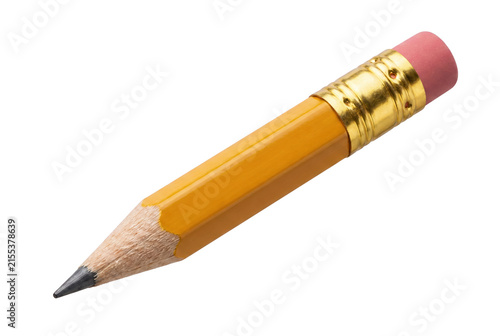 Bild auf Leinwand Sharpened Yellow No 2 Pencil with Pink Eraser and Gold Ferrule