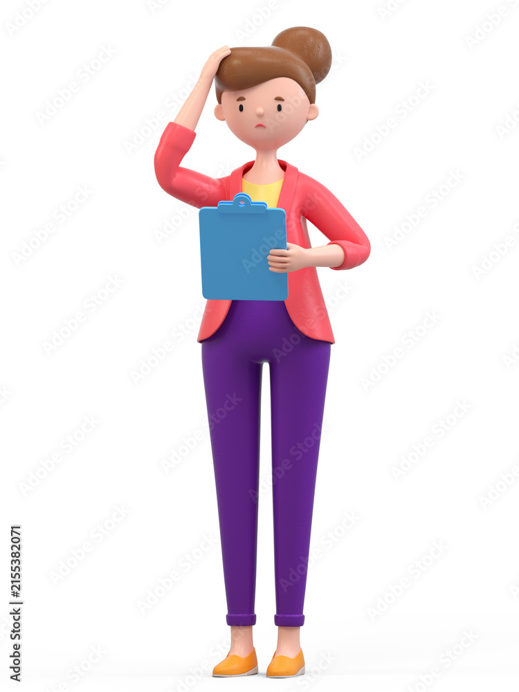 Fototapeta premium A woman holds a clipboard