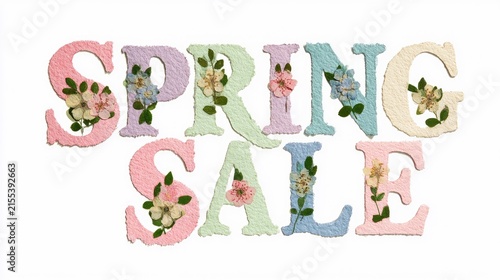 Decorative Spring Sale Letters with Floral Embellishments.